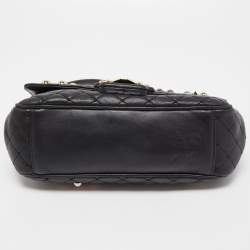 Pre Owned Dolce & Gabbana Black Quilted Leather Lucia Embellished Shoulder Bag