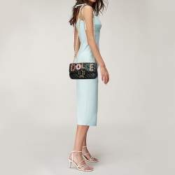 Pre Owned Dolce & Gabbana Black Quilted Leather Lucia Embellished Shoulder Bag