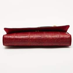 Pre Owned Dolce & Gabbana Red Python Embossed Leather Chain Clutch