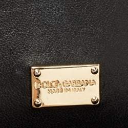 Pre Owned Dolce & Gabbana Black/Brown Leopard Print Coated Canvas and Leather Medium Miss Sicily Top Handle Bag