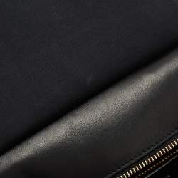 Pre Owned Dolce & Gabbana Black/Brown Leopard Print Coated Canvas and Leather Medium Miss Sicily Top Handle Bag