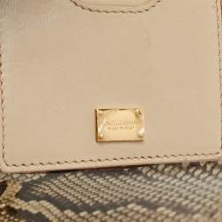 Pre Owned Dolce & Gabbana Cream/Black Python Chain Padlock Shoulder Bag