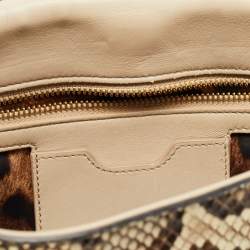 Pre Owned Dolce & Gabbana Cream/Black Python Chain Padlock Shoulder Bag