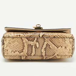 Pre Owned Dolce & Gabbana Cream/Black Python Chain Padlock Shoulder Bag