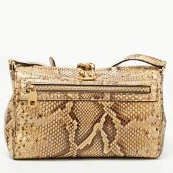 Pre Owned Dolce & Gabbana Cream/Black Python Chain Padlock Shoulder Bag