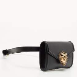 Pre Owned Dolce and Gabbana Black Leather Devotion Belt Bag