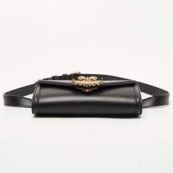 Pre Owned Dolce and Gabbana Black Leather Devotion Belt Bag