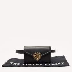 Pre Owned Dolce and Gabbana Black Leather Devotion Belt Bag