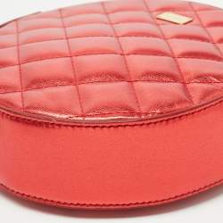 Pre Owned Dolce & Gabbana Metallic Red Quilted Leather Miss Glam Round Shoulder Bag