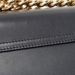 Dolce & Gabbana Navy Blue Leather Large Lucia Shoulder Bag