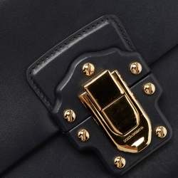 Dolce & Gabbana Navy Blue Leather Large Lucia Shoulder Bag