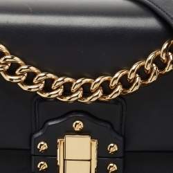 Dolce & Gabbana Navy Blue Leather Large Lucia Shoulder Bag