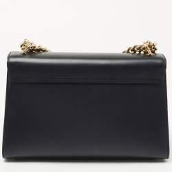 Dolce & Gabbana Navy Blue Leather Large Lucia Shoulder Bag