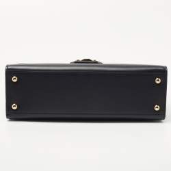 Dolce & Gabbana Navy Blue Leather Large Lucia Shoulder Bag