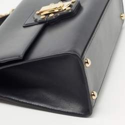Dolce & Gabbana Navy Blue Leather Large Lucia Shoulder Bag