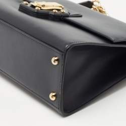 Dolce & Gabbana Navy Blue Leather Large Lucia Shoulder Bag