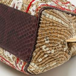 Pre Owned Dolce & Gabbana Multicolor Python and Beads Agatha Mosaic King Satchel