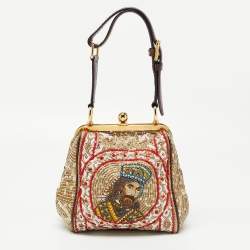 Pre Owned Dolce & Gabbana Multicolor Python and Beads Agatha Mosaic King Satchel