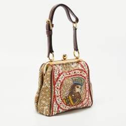 Pre Owned Dolce & Gabbana Multicolor Python and Beads Agatha Mosaic King Satchel