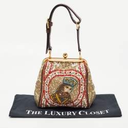 Pre Owned Dolce & Gabbana Multicolor Python and Beads Agatha Mosaic King Satchel