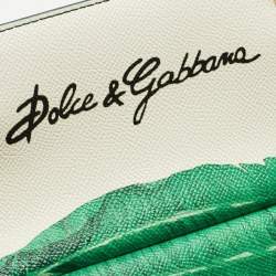 Pre Owned Dolce & Gabbana Green Banana Leaf Print Leather Small Miss Sicily Top Handle Bag