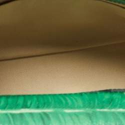 Pre Owned Dolce & Gabbana Green Banana Leaf Print Leather Small Miss Sicily Top Handle Bag