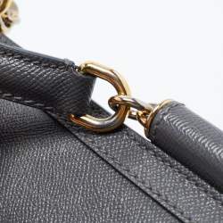 Pre Owned Dolce & Gabbana Grey Leather Medium Miss Sicily Top Handle Bag