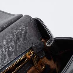 Pre Owned Dolce & Gabbana Grey Leather Medium Miss Sicily Top Handle Bag