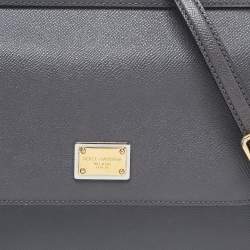 Pre Owned Dolce & Gabbana Grey Leather Medium Miss Sicily Top Handle Bag