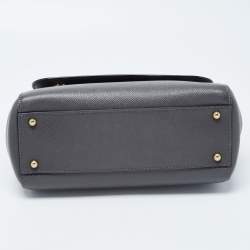 Pre Owned Dolce & Gabbana Grey Leather Medium Miss Sicily Top Handle Bag