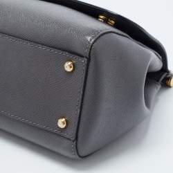 Pre Owned Dolce & Gabbana Grey Leather Medium Miss Sicily Top Handle Bag