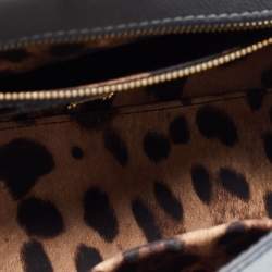 Pre Owned Dolce & Gabbana Grey Leather Medium Miss Sicily Top Handle Bag