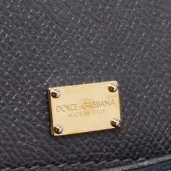 Pre Owned Dolce & Gabbana Grey Leather Medium Miss Sicily Top Handle Bag