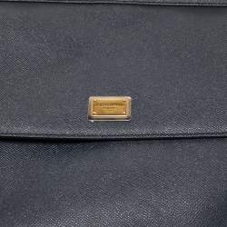 Dolce & Gabbana Dark Grey/Brown Leather Large Miss Sicily Top Handle Bag