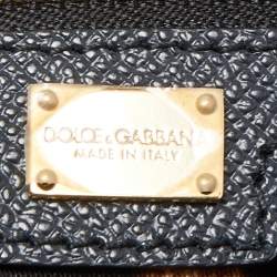 Dolce & Gabbana Dark Grey/Brown Leather Large Miss Sicily Top Handle Bag