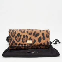 Pre Owned Dolce & Gabbana Brown Leopard Print Leather Dauphine Continental Wallet