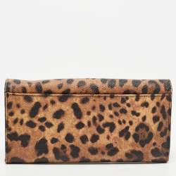 Pre Owned Dolce & Gabbana Brown Leopard Print Leather Dauphine Continental Wallet