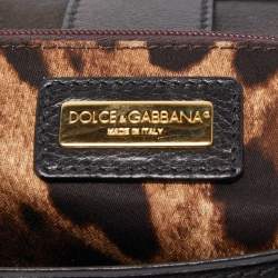 Pre Owned Dolce & Gabbana Gold Crochet Lurex Fabric Large Miss Sicily Top Handle Bag