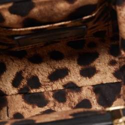 Pre Owned Dolce & Gabana Black Leather Kiss Lock Frame Chain Clutch