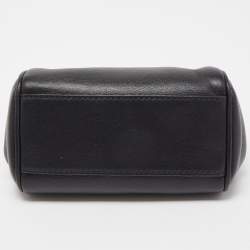 Pre Owned Dolce & Gabana Black Leather Kiss Lock Frame Chain Clutch