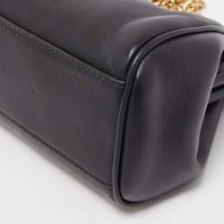 Pre Owned Dolce & Gabana Black Leather Kiss Lock Frame Chain Clutch