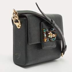 Pre Owned Dolce & Gabbana Green Lizard Embossed Leather DG Millennials Shoulder Bag