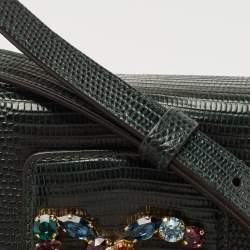 Pre Owned Dolce & Gabbana Green Lizard Embossed Leather DG Millennials Shoulder Bag