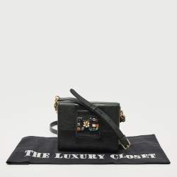 Pre Owned Dolce & Gabbana Green Lizard Embossed Leather DG Millennials Shoulder Bag
