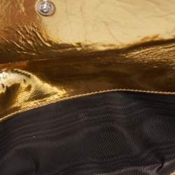 مملوكة مسبقًا Dolce & Gabbana Gold/Brown Leopard Print Coated Canvas and Laminated Leather Bow Flap Wallet