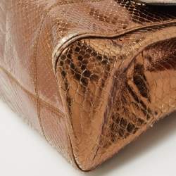 Pre Owned Dolce & Gabbana Bronze Python Leather Large Miss Sicily Top Handle Bag
