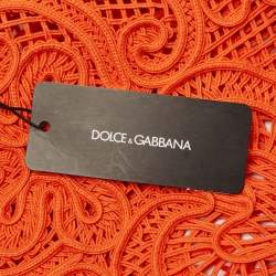 مملوكة مسبقًا Dolce & Gabbana Orange Crochet Beatrice Shopper Tote