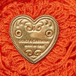 مملوكة مسبقًا Dolce & Gabbana Orange Crochet Beatrice Shopper Tote