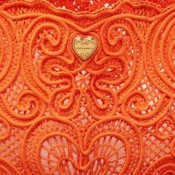 مملوكة مسبقًا Dolce & Gabbana Orange Crochet Beatrice Shopper Tote