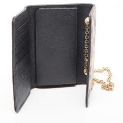 Pre Owned Dolce & Gabbana Brown Leopard Print Coated Canvas Trifold Wallet On Chain